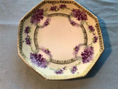 Vintage Porcelain Octagonal Plate Prussia 85 In Violet Ebay