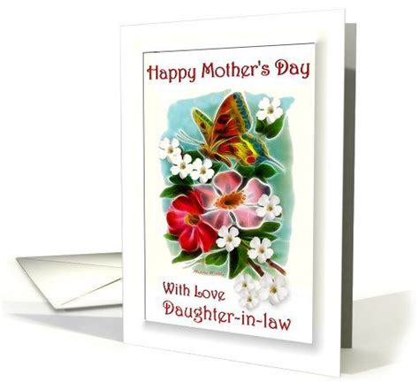 Happy Mothers Day ~ Daughter In Law ~ Butterfly Flowers Card Happy Mothers Day Daughter