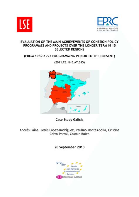 Pdf Evaluation Of The Main Achievements Of Cohesion Policy Programmes