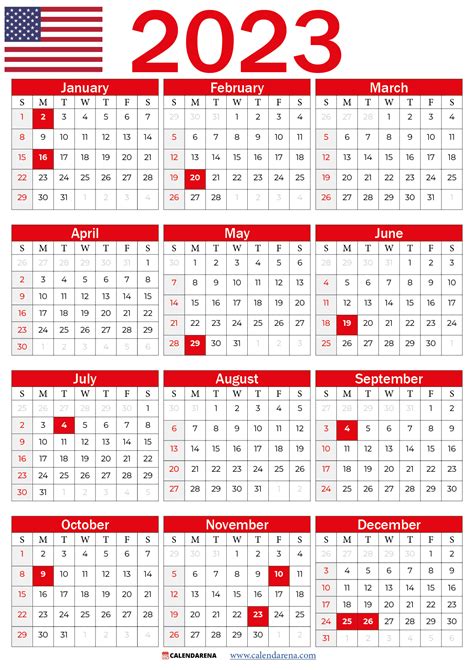 Usa 2023 Calendar With Holidays Printable