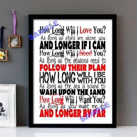 How Long Will I Love You Ellie Goulding Framed Lyrics Wall Art Design