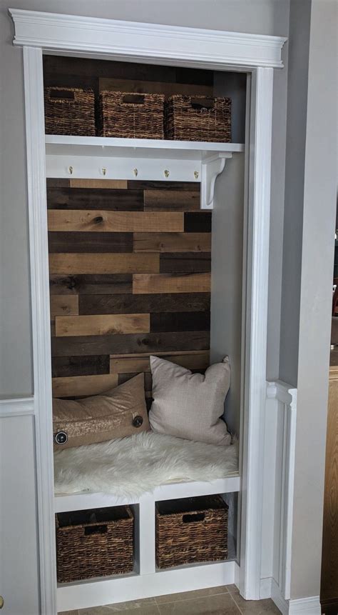 Open closets are exciting because you can use creativity and innovation to design a wardrobe storage space that is visually appealing and works for you. Turned open entryway closet with shelves into mini mudroom ...