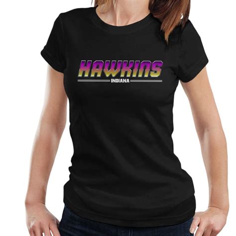 X Large Stranger Things Hawkins Indiana 80s Metallic Womens T Shirt