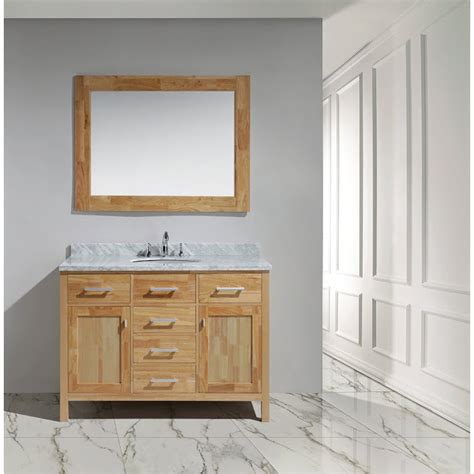 Add style and functionality to your bathroom with a bathroom vanity. Design Element London 48" Vanity with White Carrera ...