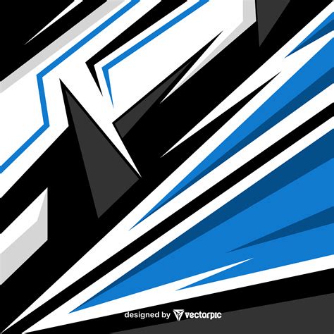 Abstract Racing Stripes Background With Blue Black And White Color