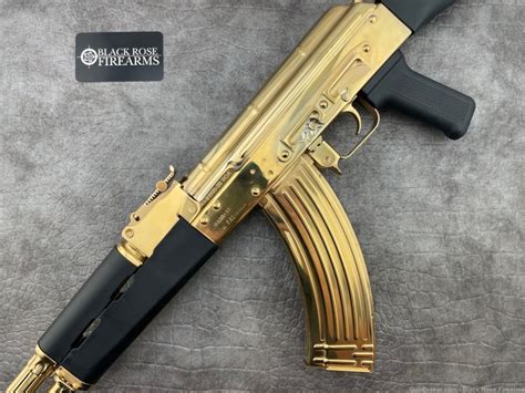 24k Gold Plated Century Arms Wasr 10 762x39 Ak 47 Rifle W Black