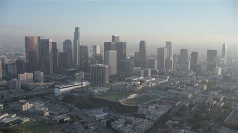 5k Stock Footage Aerial Video Of Approaching Downtown Los Angeles
