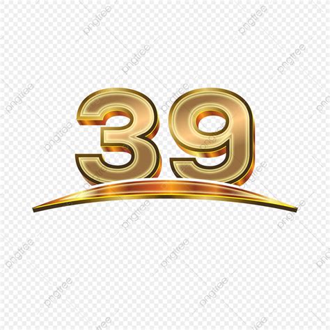 3d Números Dourados 39 Com Swoosh Em Fundo Transparente PNG Número