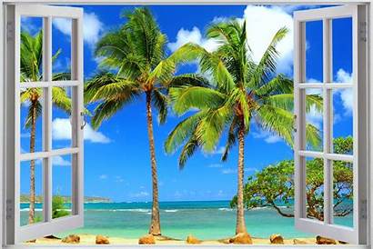 Beach Window Ocean Tropical Exotic Wall Wallpapers
