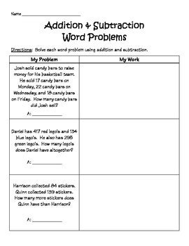 Multiplication and division word problems. Addition & Subtraction Word Problems Worksheet (1.OA.A2 ...