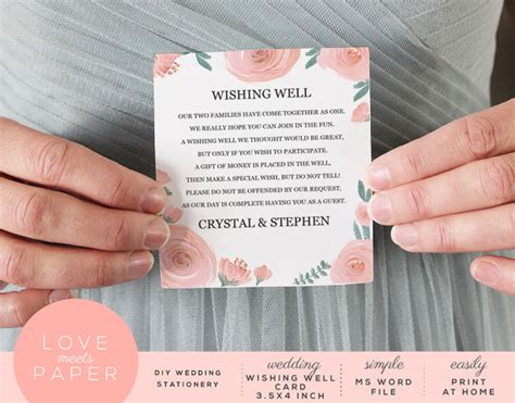 What to write on your wedding invites. Wishing Well Wedding Card Template 3.5x4 Word Document ...