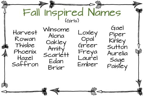 Fall Inspired Girl Names Charmingbabynames Book Names Names