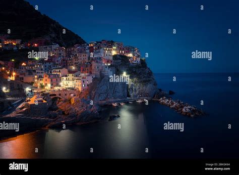 Magnificent Night View Of The Manarola Village Manarola Is One Of The