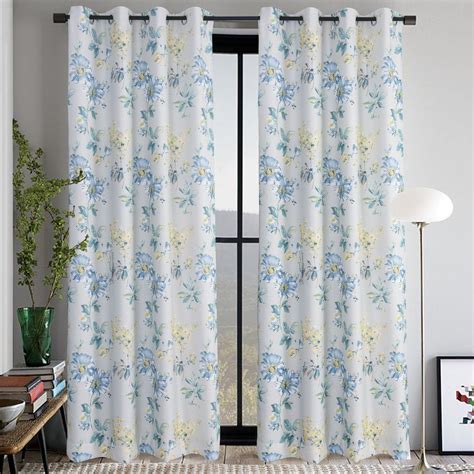 Sheer curtains & drapes | candyland: Teal Blue Yellow Flowers Curtains Anady Design Window ...