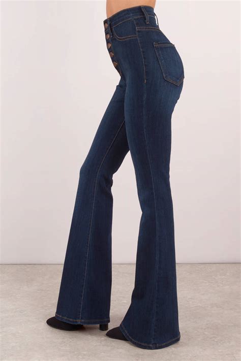 Penny Lane High Waisted Denim Bell Bottoms In Dark Wash 96 Tobi Us