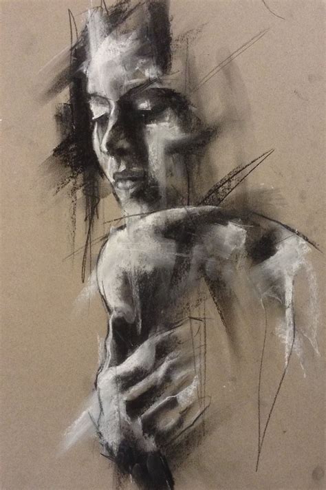 Conte Crayon And White Pastel On Paper 12x18