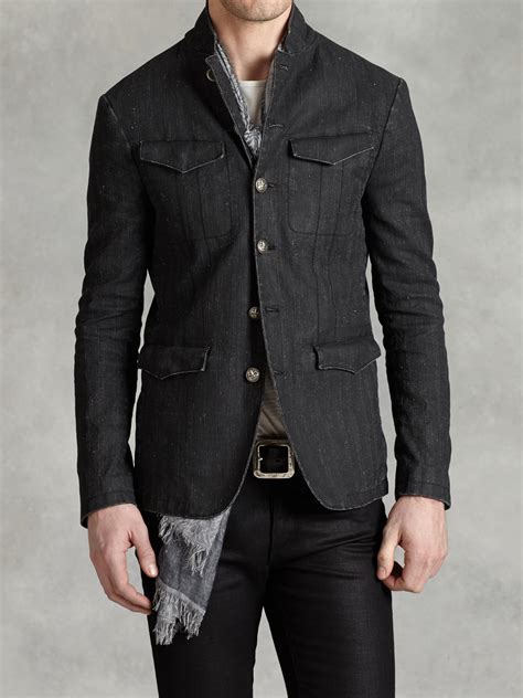 John Varvatos Tailored Linen Blend Jacket In Black For Men Lyst