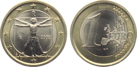 Italien 2002 1 Euro - Leonardo Da Vinci - Der Mensch brf - bankfrisch