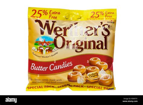 Packet Of Werthers Original Butter Candies Sweets Isolated On White