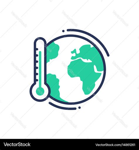 Global Warming Modern Single Line Icon Vector Image