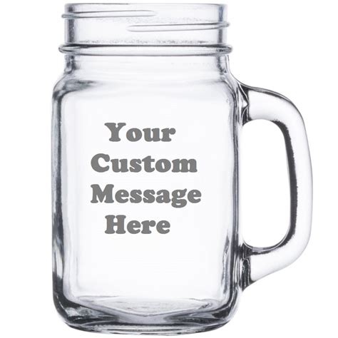 Personalized Etched Mason Jar Mug Your Custom Message 16 Etsy