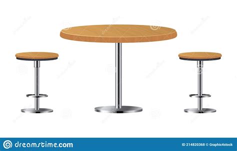 Bar Table With Two Chairs Vector Illustration Isolated On White Stock