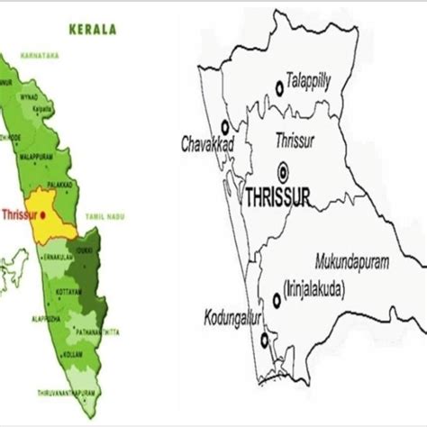 Map Showing The Study Area Thrissur District Of Kerala India