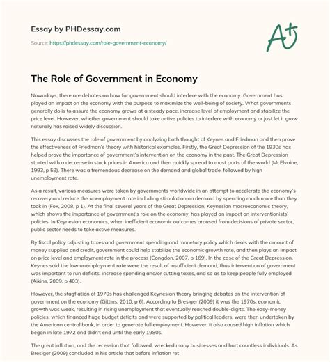 The Role Of Government In Economy