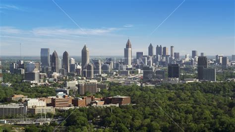Midtown Atlanta Skyline Hazy Buckhead Georgia Aerial Stock Photo