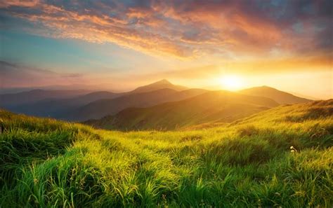 Mountain Valley During Sunrise Stock Image Everypixel