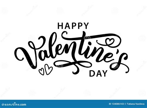 Happy Valentines Day Hand Drawn Text Greeting Card Vector Illustration