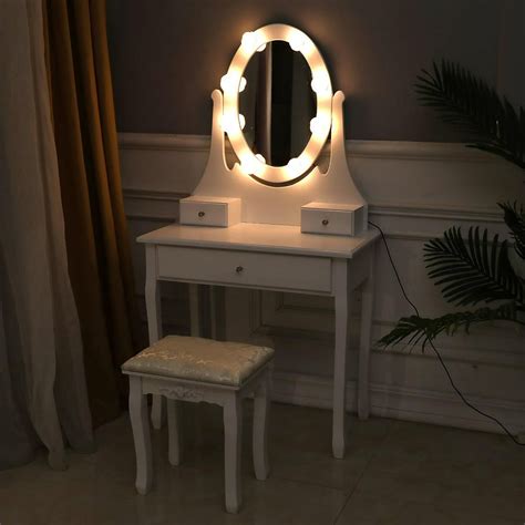 Ubesgoo Vanity Set With Lighted Mirrordressing Table With Mirror