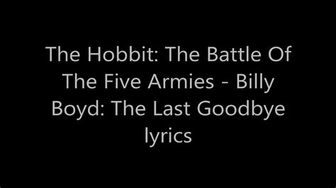 Billy Boyd Last Goodbye Lyrics Youtube