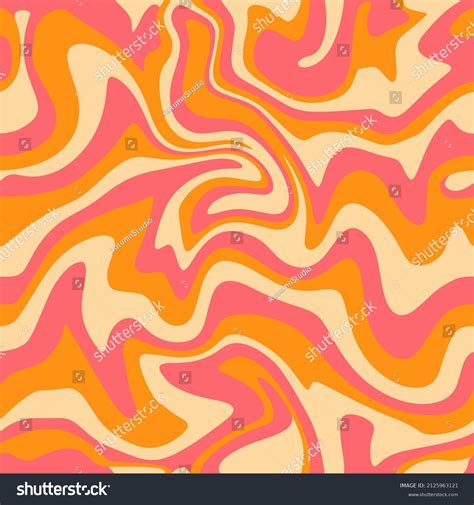1970 Wavy Swirl Seamless Pattern Orange Stock Vector Royalty Free