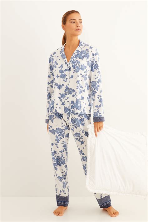 Pijama Camisero Estampado Floral Algodón Pijamas Largos Womensecret