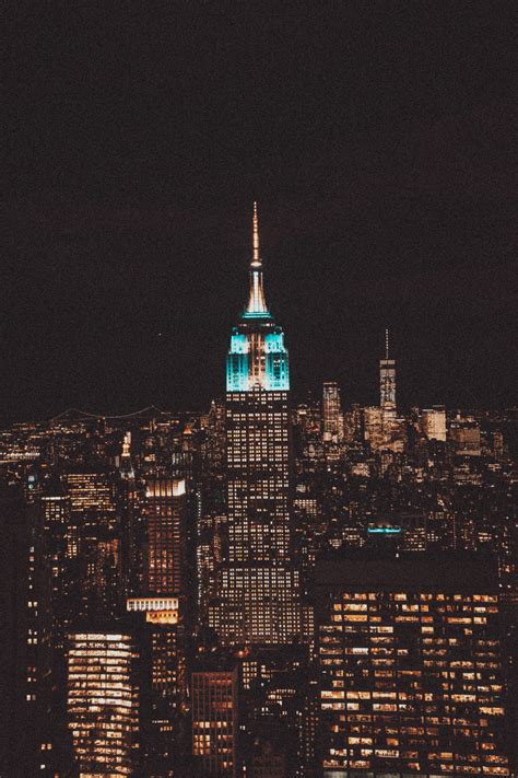Download Blue Lights New York City Night View Wallpaper