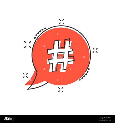 Vector Cartoon Hashtag Icon In Comic Style Social Media Marketing