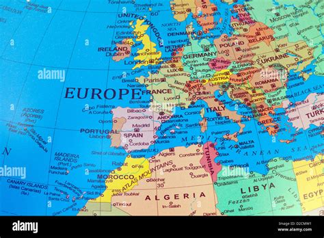 A Map Of Europe And North Africa On A Globe Stock Photo Alamy