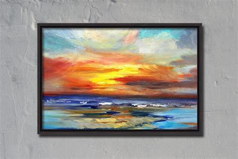 Sunset Seascape Oil Painting Original 11x14 Canvas