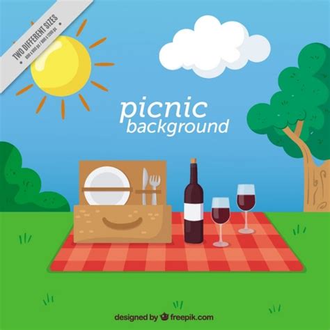 Free Vector Picnic Background In A Countryside
