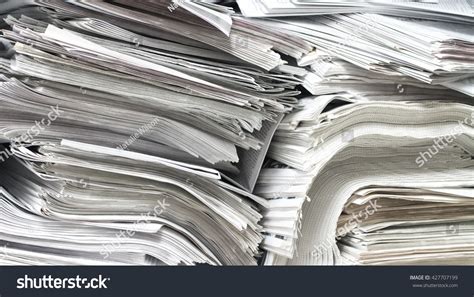 Overwhelming Stack Newspapers Newsprint Paperwork Disarray Stock Photo