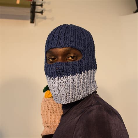 Odeshi Atwo Tone Face Mask Crochet Faces Knitted Balaclava Crochet