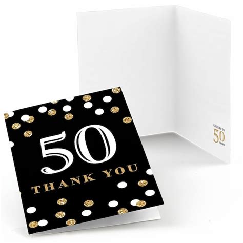 50th Birthday Thank You Cards Adult 50th Birthday Gold Etsy