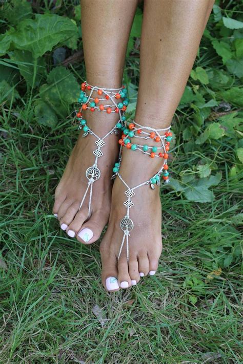 barefoot sandals beach wedding foot jewelry boho bracelet etsy