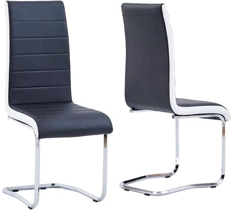 Omni House Modern Dining Chairs Set Of 4faux Leather Black Chairs