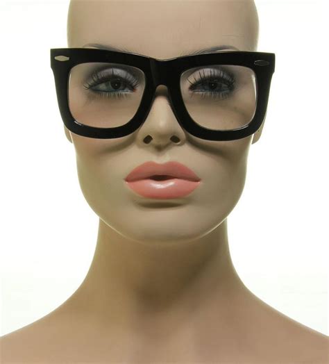 new large oversized square black thick frame clear lens smart nerdy eyeglasses kiss retro