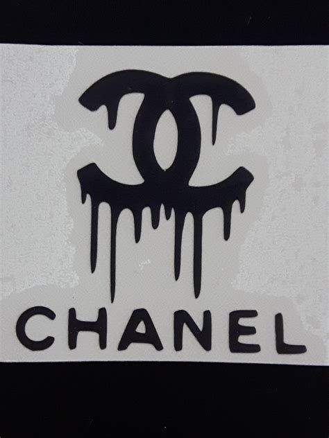 45 Inch Wide Dripping Logo With Text Chanel Wall Decal