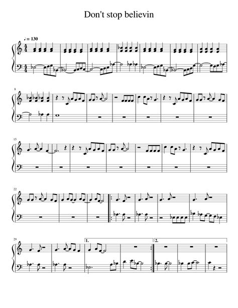 Dont Stop Believin Piano Sheet Music For Piano Solo