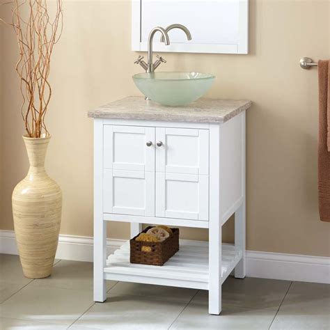Add style and functionality to your bathroom with a bathroom vanity. 24" Everett Vessel Sink Vanity - White # ...