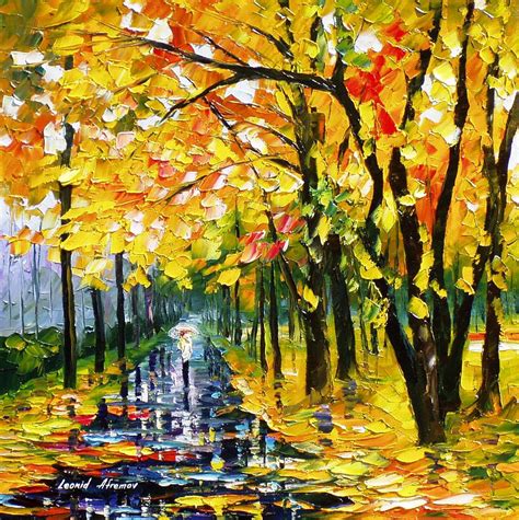 Long Autumn Palette Knife Oil Painting On Canvas By Leonid Afremov